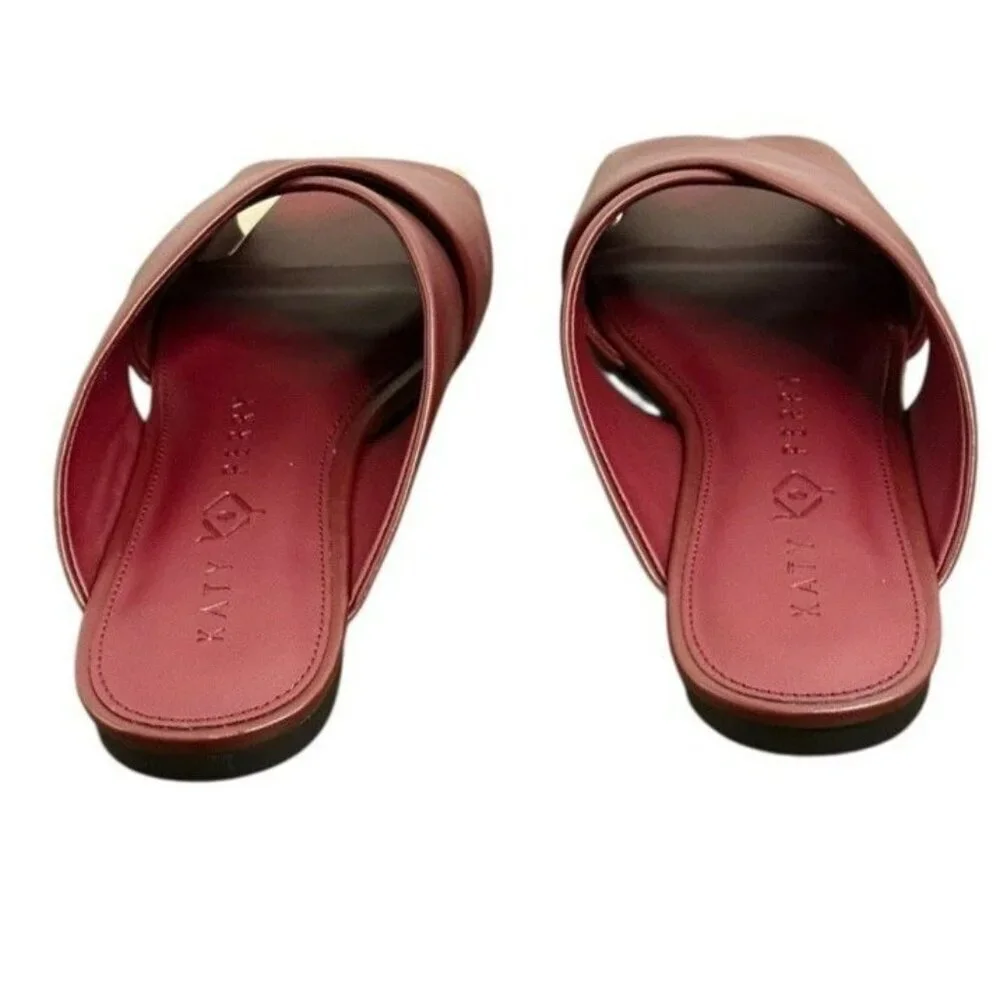 Katy Perry The Checked In Slide Sandal Softy Nappa Cranberry 8.5 NIB - Picture 5 of 7